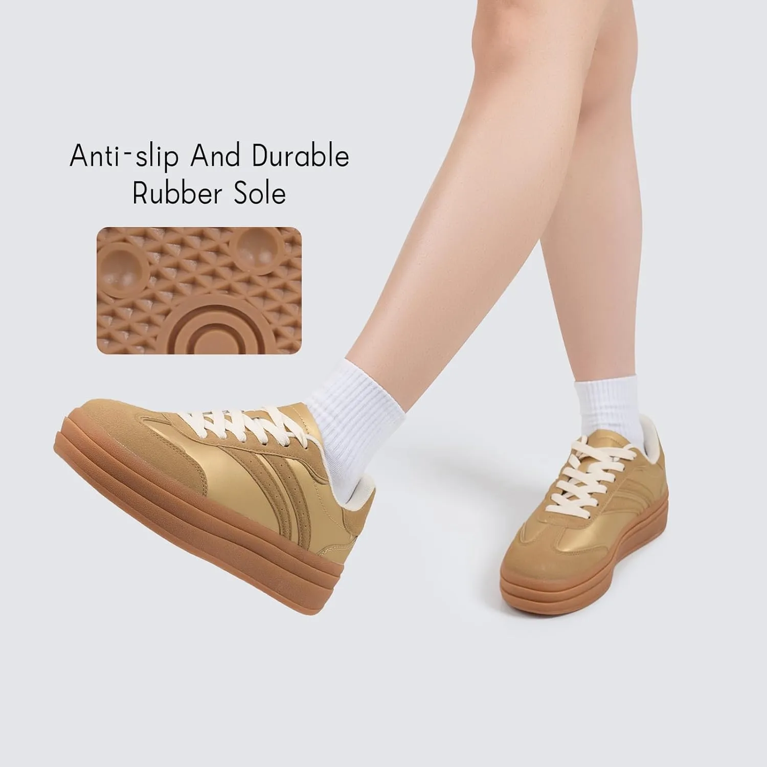Platform Fashion Sneakers Women's Low-Top Classic Chunky Casual Lace-up Walking Shoes for Lady
