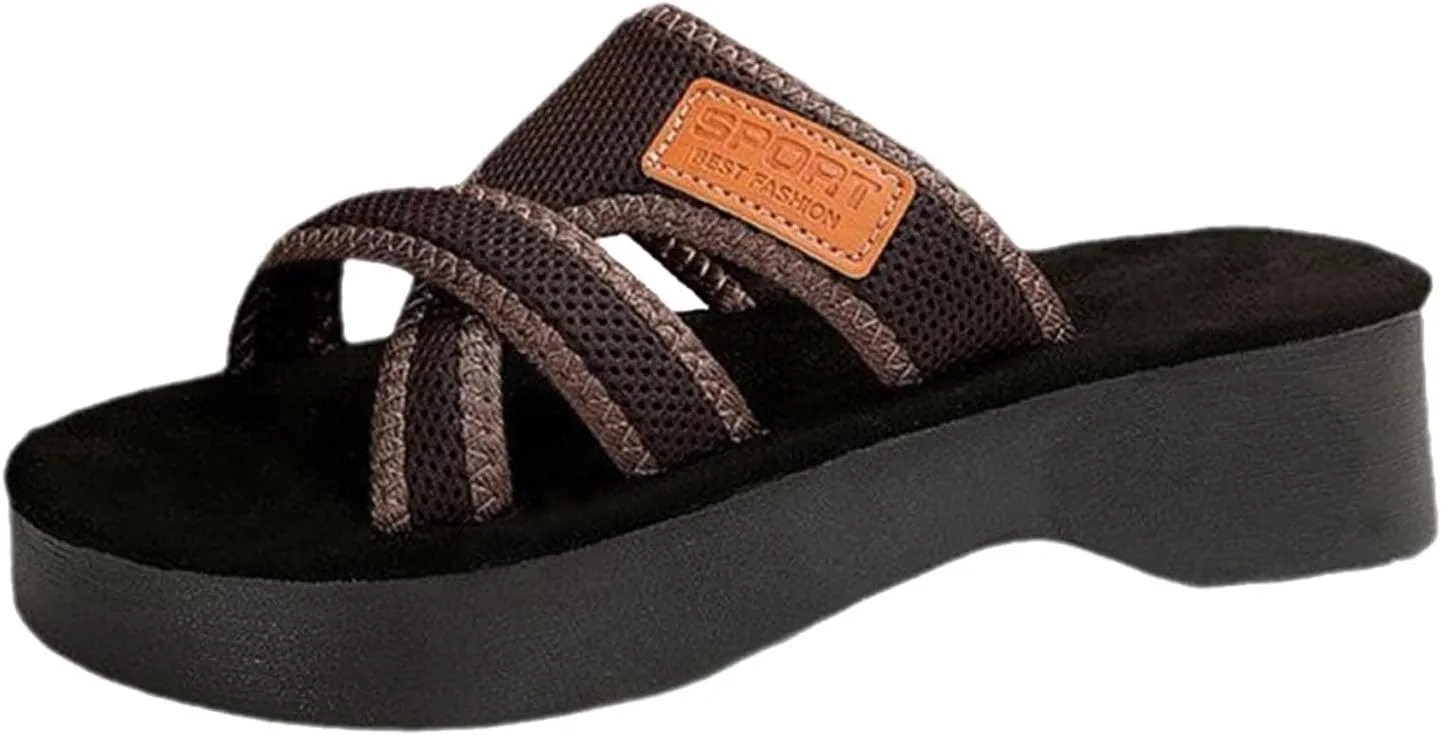 Platform Sandals Women 2025 Summer Anti-Slip Fish Mouth Beach Sandals Breathable Mesh Casual Outdoor Comfort Sandal