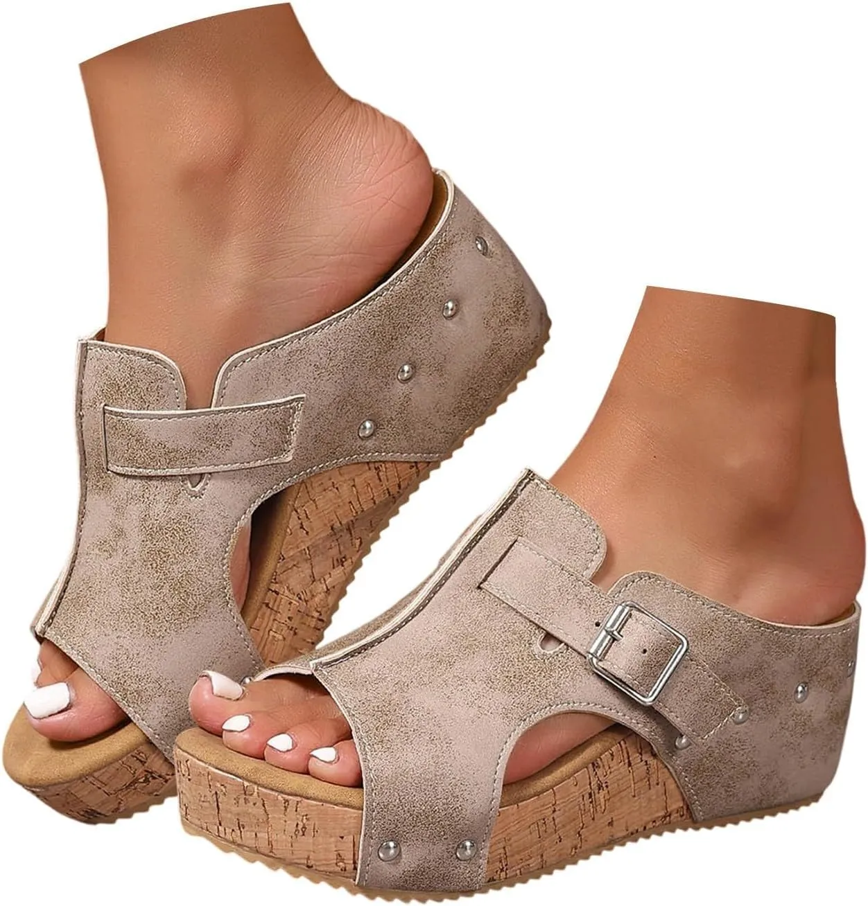 Platform Wedge Sandals for Women 2025 Open Toe Low Wedges Backless Summer Sandals Non Slip Hollow Out Comfortable Slippers Casual Dressy Walking Shoes Lightweight Breathable
