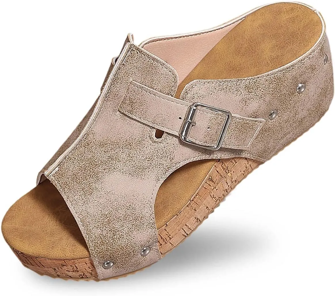 Platform Wedge Sandals for Women 2025 Open Toe Low Wedges Backless Summer Sandals Non Slip Hollow Out Comfortable Slippers Casual Dressy Walking Shoes Lightweight Breathable