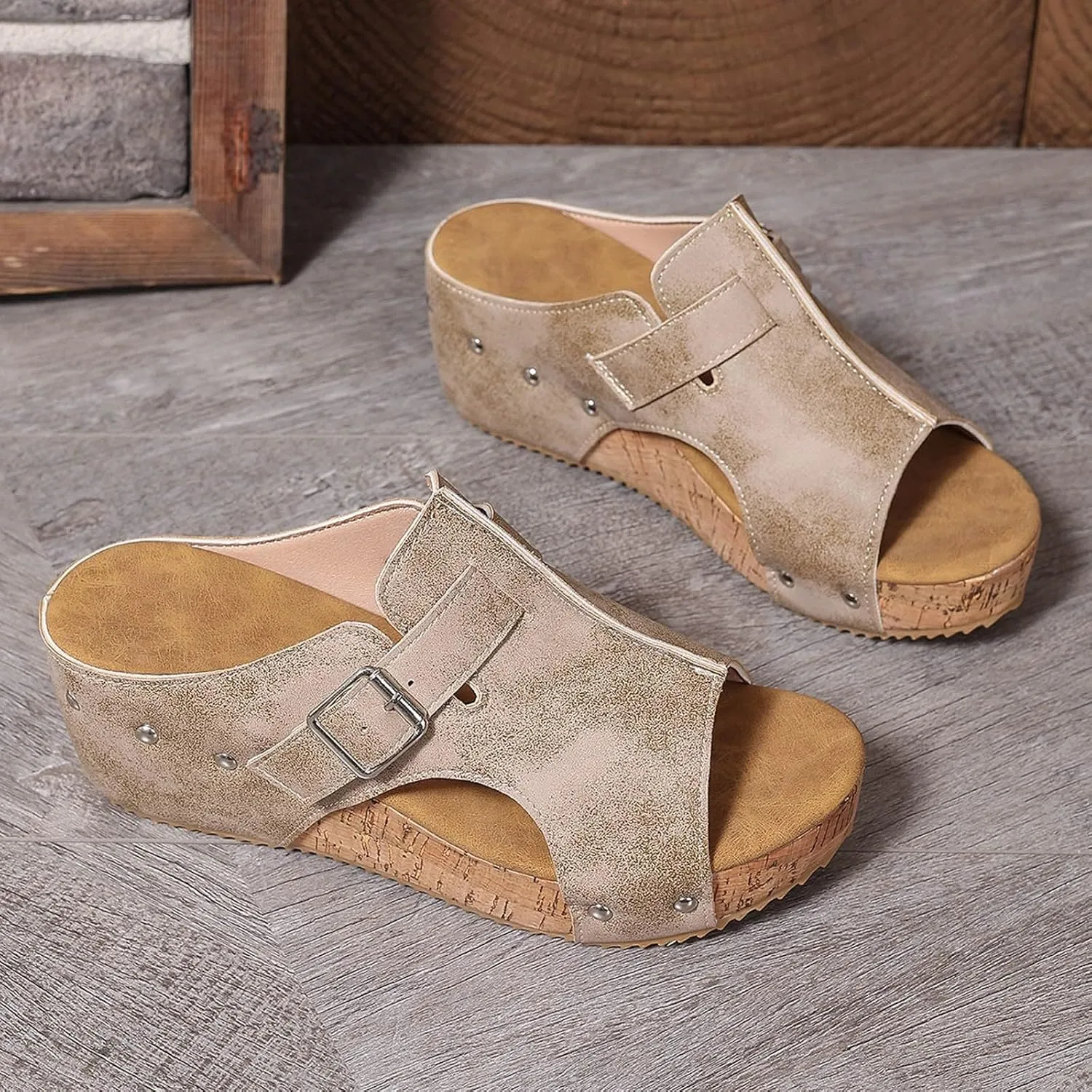 Platform Wedge Sandals for Women 2025 Open Toe Low Wedges Backless Summer Sandals Non Slip Hollow Out Comfortable Slippers Casual Dressy Walking Shoes Lightweight Breathable