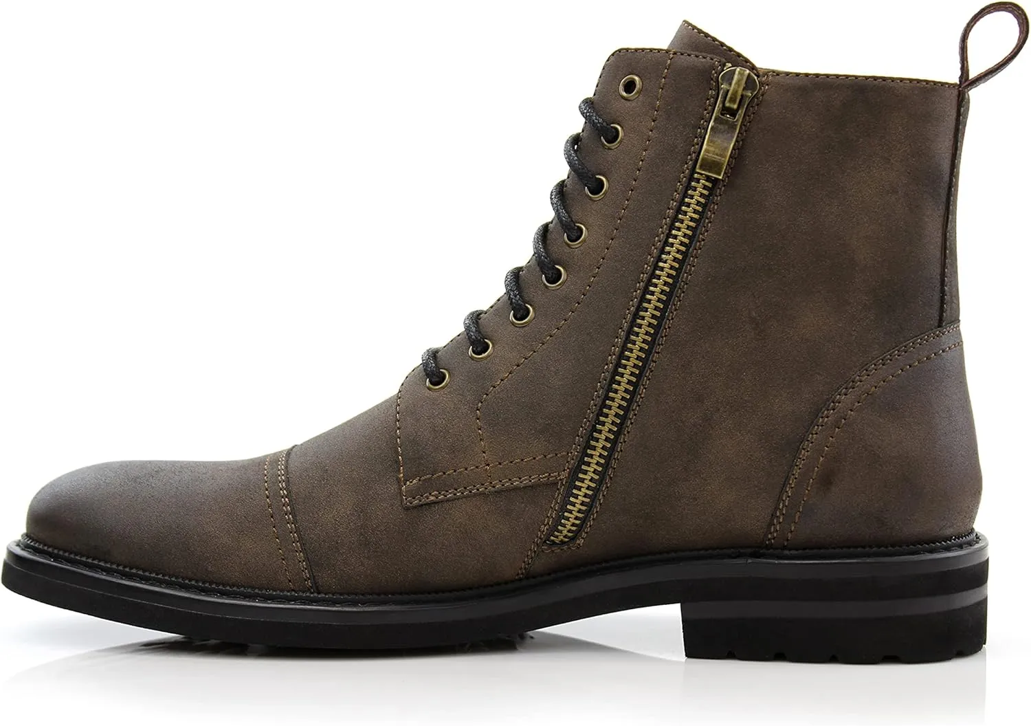 Polar Fox Brooke MPX806061 Grey Woolen and Leather Lace-up Fashion Chukka Boots with Zipper Closure