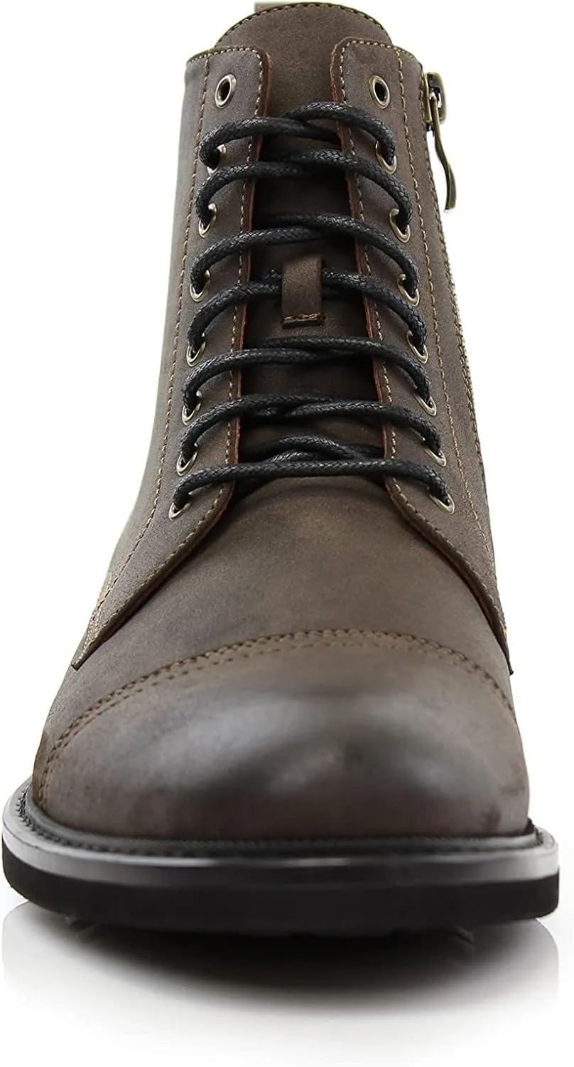 Polar Fox Brooke MPX806061 Grey Woolen and Leather Lace-up Fashion Chukka Boots with Zipper Closure