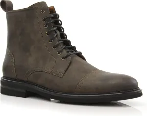 Polar Fox Brooke MPX806061 Grey Woolen and Leather Lace-up Fashion Chukka Boots with Zipper Closure