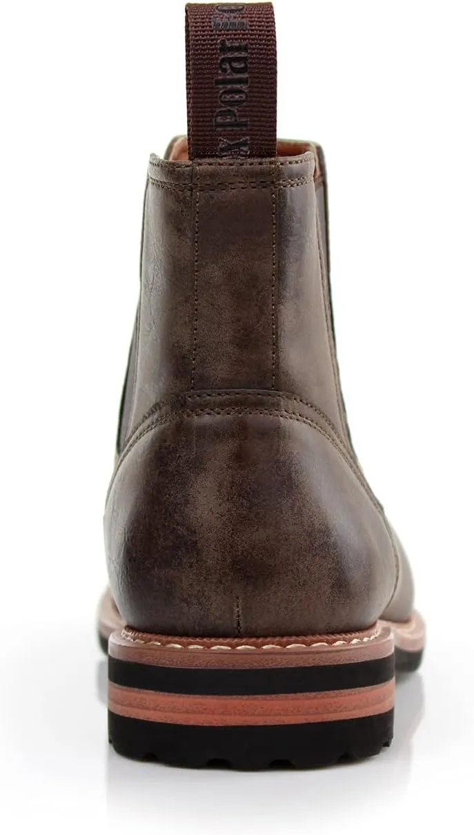 Polar Fox Mens Casual Engineer Zipper and Buckle Motorcycle Boots