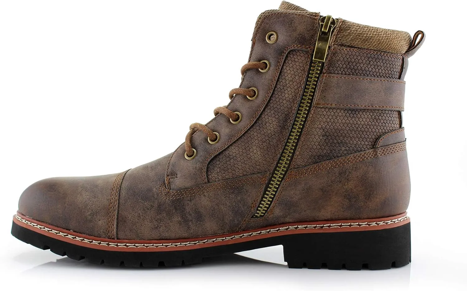 Polar Fox Mitch MPX808576 Mens Casual Cap Toe Boot Motorcycle Zipper Boots Men