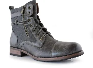 Polar Fox Mitch MPX808576 Mens Casual Cap Toe Boot Motorcycle Zipper Boots Men