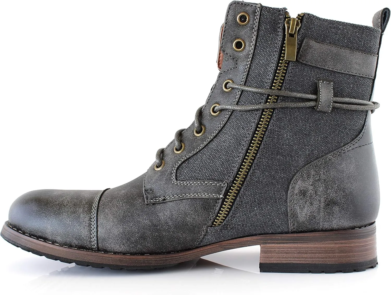 Polar Fox Mitch MPX808576 Mens Casual Cap Toe Boot Motorcycle Zipper Boots Men