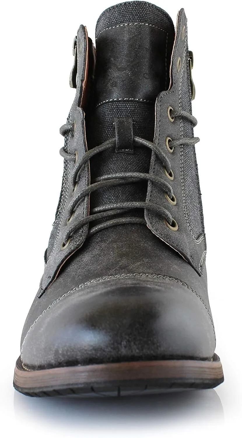 Polar Fox Mitch MPX808576 Mens Casual Cap Toe Boot Motorcycle Zipper Boots Men