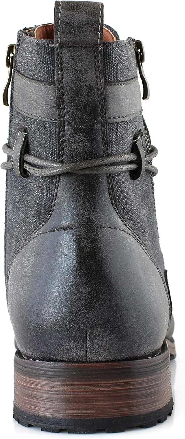 Polar Fox Mitch MPX808576 Mens Casual Cap Toe Boot Motorcycle Zipper Boots Men