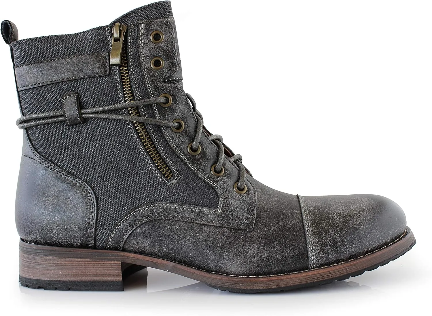Polar Fox Mitch MPX808576 Mens Casual Cap Toe Boot Motorcycle Zipper Boots Men