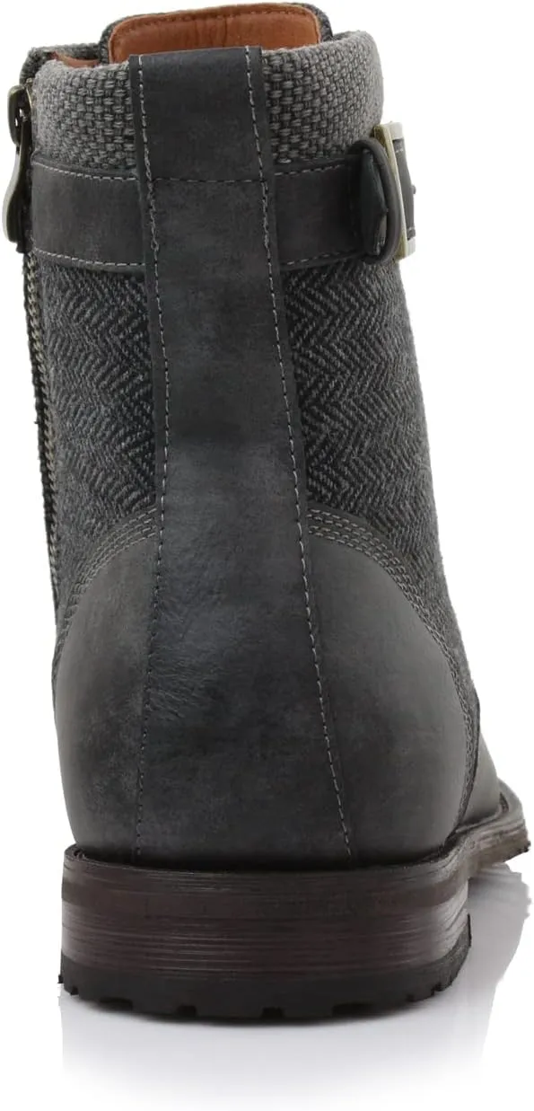Polar Fox Patrick MPX808583 Men's 7-Eyelets Classic Combat Motorcycle Biker Boots with Zipper Closure