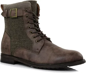 Polar Fox Patrick MPX808583 Men's 7-Eyelets Classic Combat Motorcycle Biker Boots with Zipper Closure