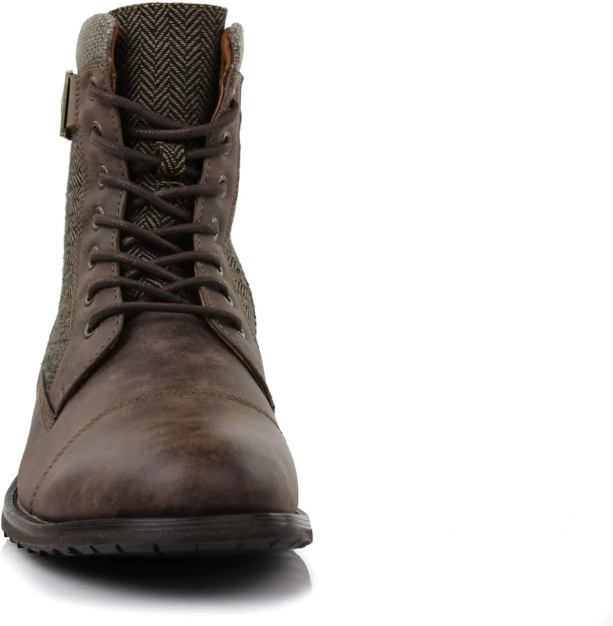 Polar Fox Patrick MPX808583 Men's 7-Eyelets Classic Combat Motorcycle Biker Boots with Zipper Closure