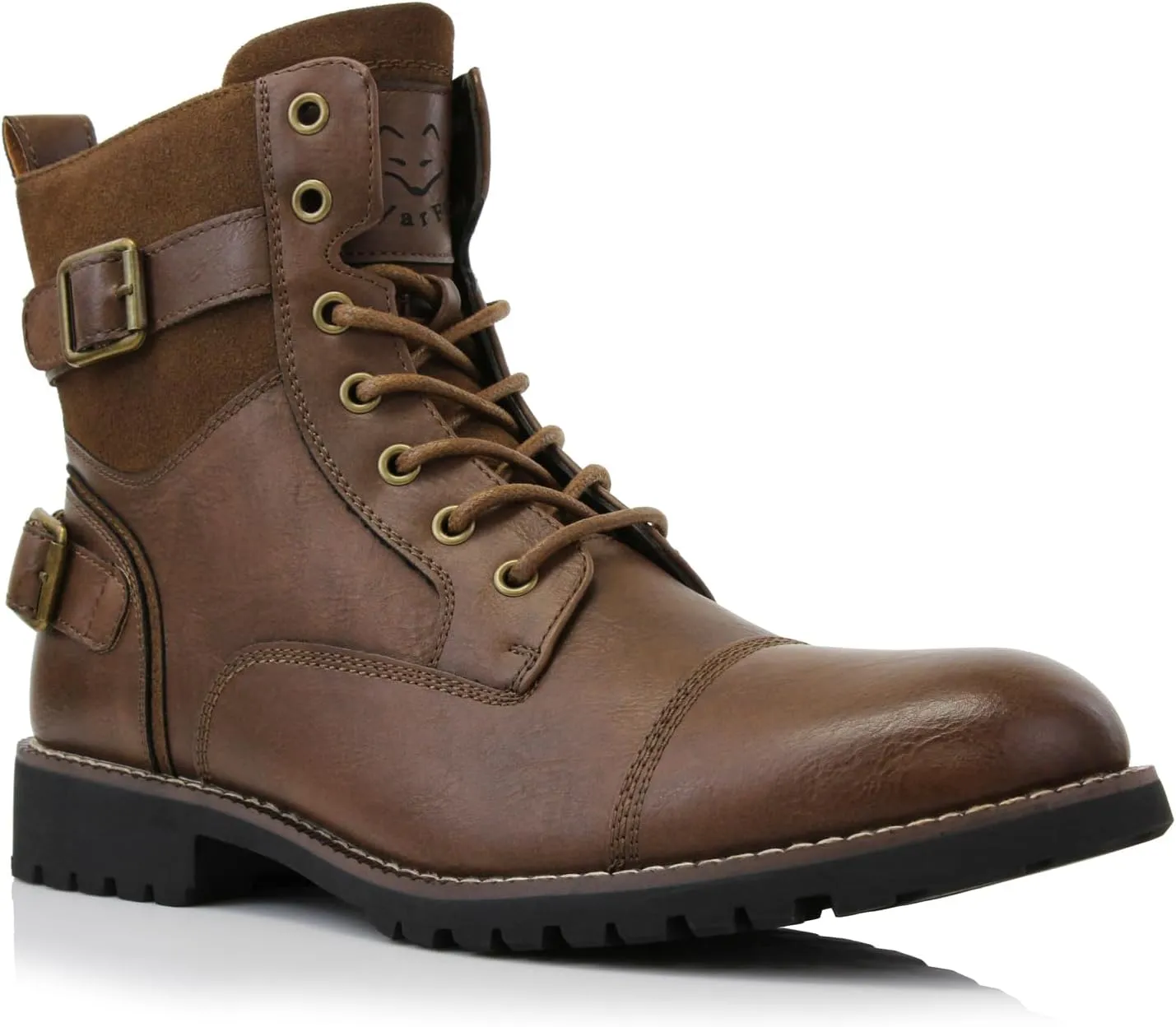 Polar Fox Patrick MPX808583 Men's 7-Eyelets Classic Combat Motorcycle Biker Boots with Zipper Closure