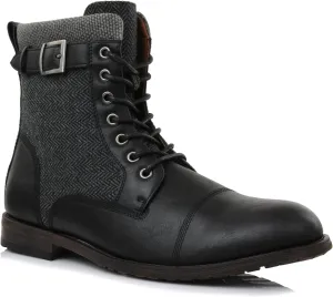 Polar Fox Patrick MPX808583 Men's 7-Eyelets Classic Combat Motorcycle Biker Boots with Zipper Closure