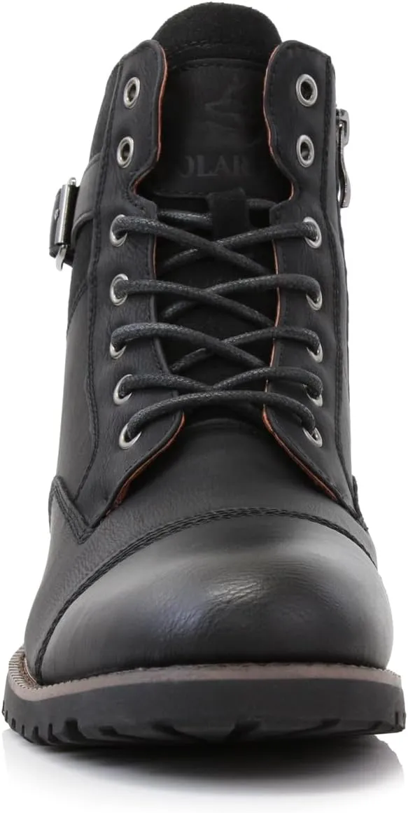 Polar Fox Patrick MPX808583 Men's 7-Eyelets Classic Combat Motorcycle Biker Boots with Zipper Closure