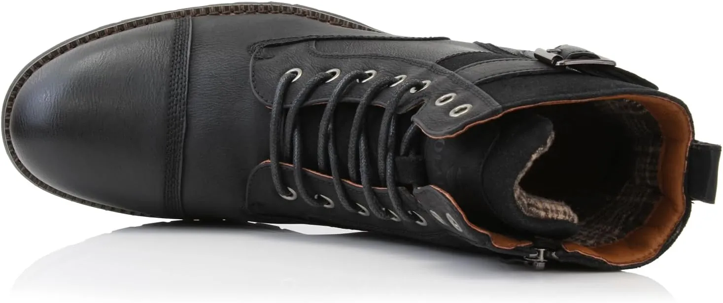 Polar Fox Patrick MPX808583 Men's 7-Eyelets Classic Combat Motorcycle Biker Boots with Zipper Closure