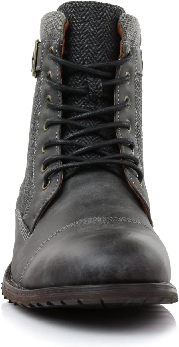 Polar Fox Patrick MPX808583 Men's 7-Eyelets Classic Combat Motorcycle Biker Boots with Zipper Closure