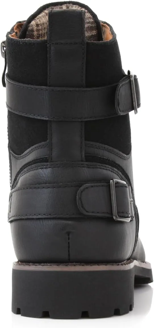 Polar Fox Patrick MPX808583 Men's 7-Eyelets Classic Combat Motorcycle Biker Boots with Zipper Closure