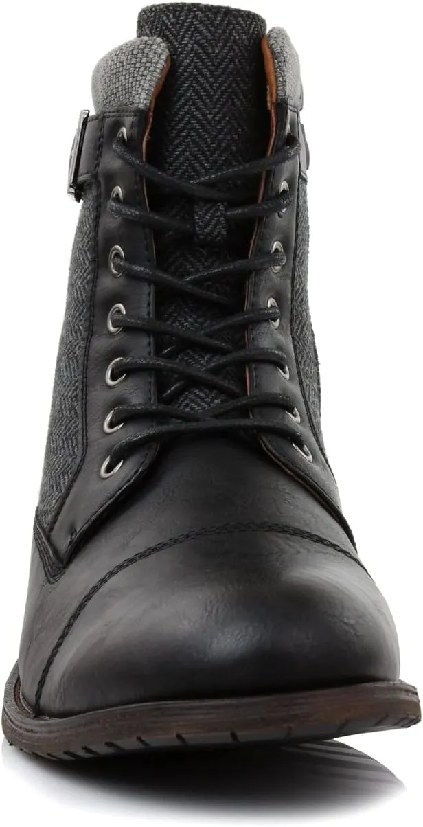 Polar Fox Patrick MPX808583 Men's 7-Eyelets Classic Combat Motorcycle Biker Boots with Zipper Closure