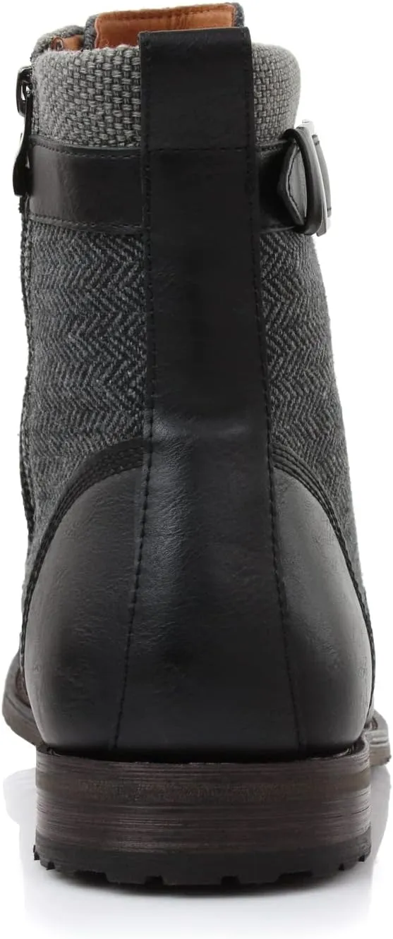 Polar Fox Patrick MPX808583 Men's 7-Eyelets Classic Combat Motorcycle Biker Boots with Zipper Closure