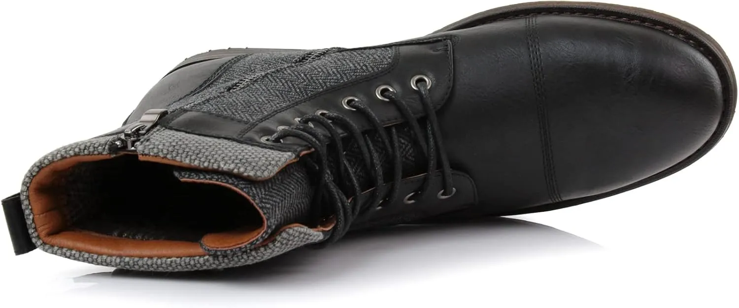 Polar Fox Patrick MPX808583 Men's 7-Eyelets Classic Combat Motorcycle Biker Boots with Zipper Closure