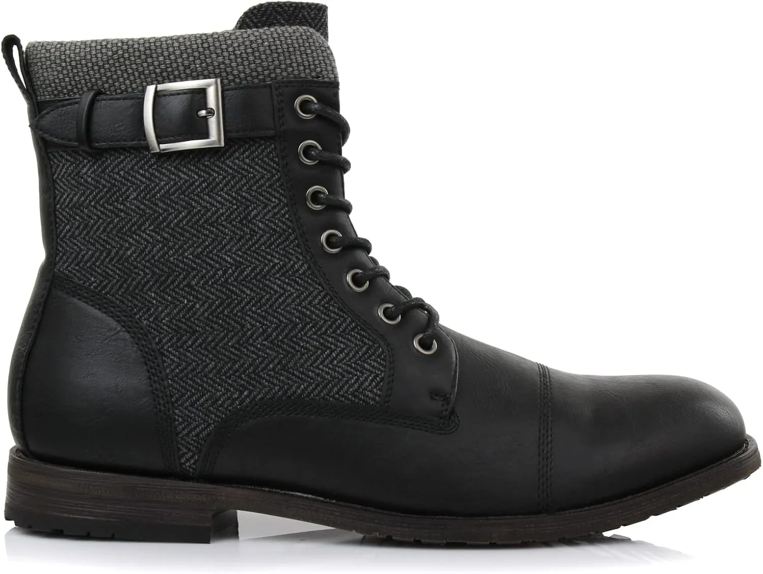 Polar Fox Patrick MPX808583 Men's 7-Eyelets Classic Combat Motorcycle Biker Boots with Zipper Closure