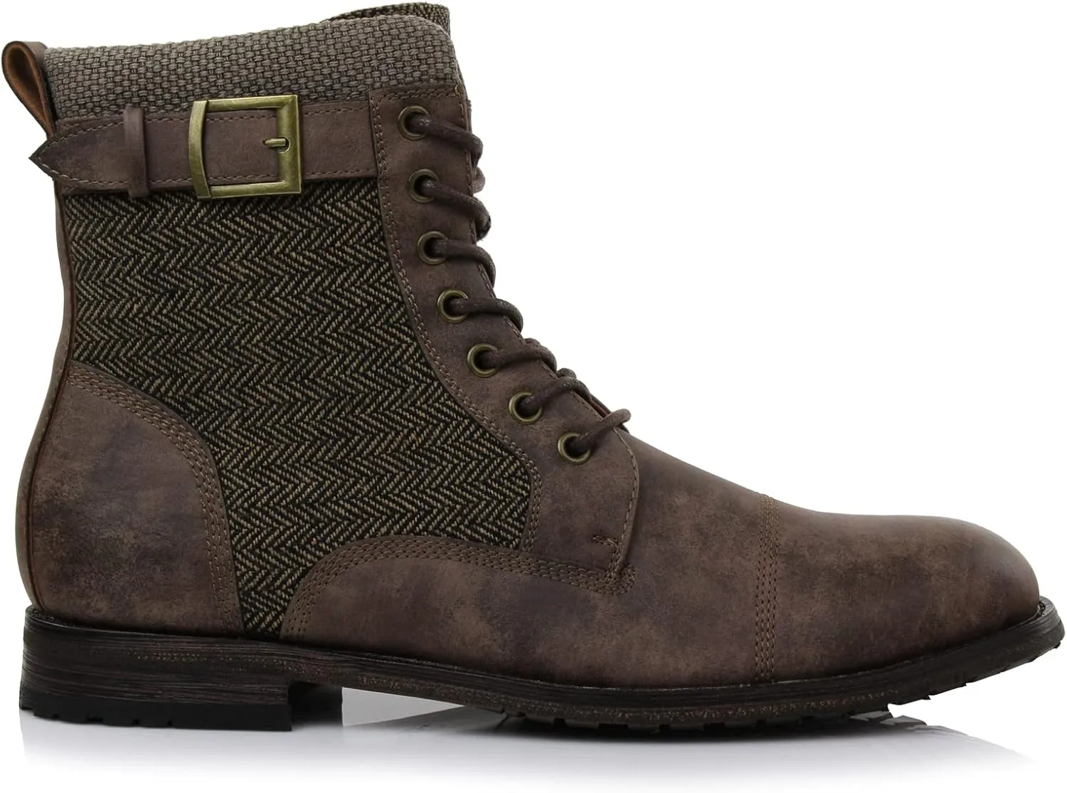 Polar Fox Patrick MPX808583 Men's 7-Eyelets Classic Combat Motorcycle Biker Boots with Zipper Closure