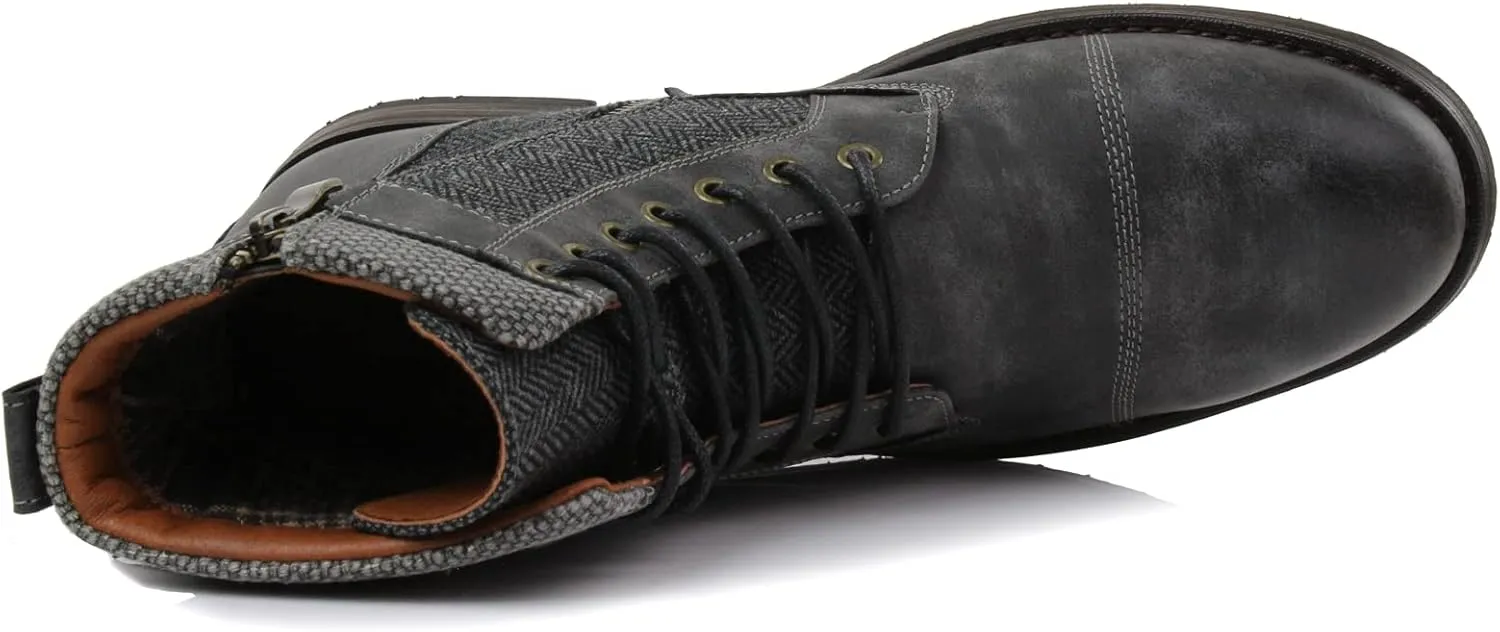 Polar Fox Patrick MPX808583 Men's 7-Eyelets Classic Combat Motorcycle Biker Boots with Zipper Closure
