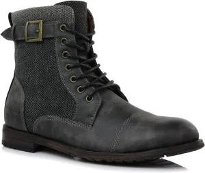 Polar Fox Patrick MPX808583 Men's 7-Eyelets Classic Combat Motorcycle Biker Boots with Zipper Closure