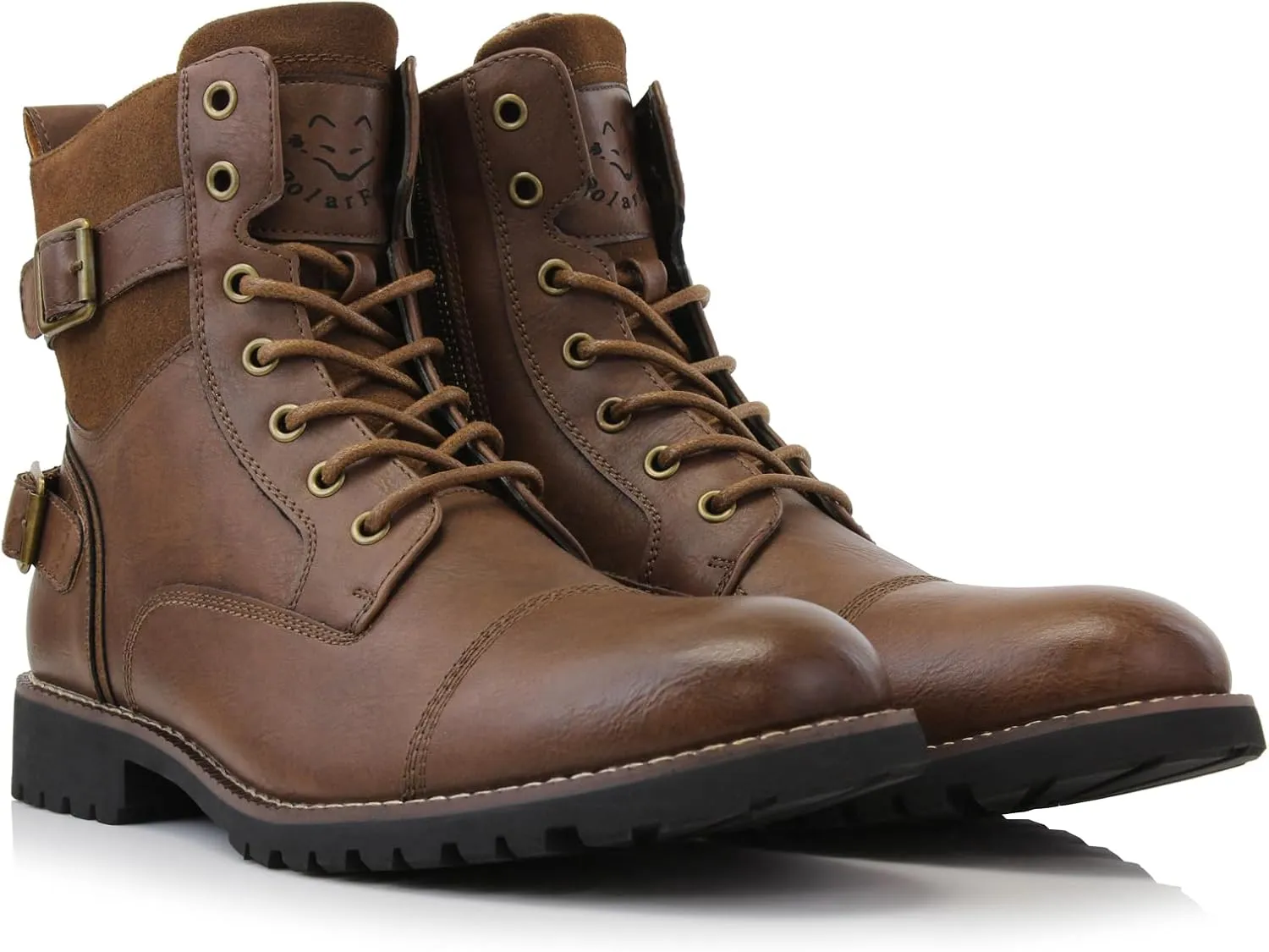Polar Fox Patrick MPX808583 Men's 7-Eyelets Classic Combat Motorcycle Biker Boots with Zipper Closure