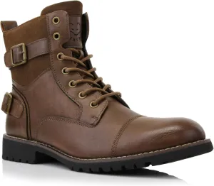 Polar Fox Patrick MPX808583 Men's 7-Eyelets Classic Combat Motorcycle Biker Boots with Zipper Closure