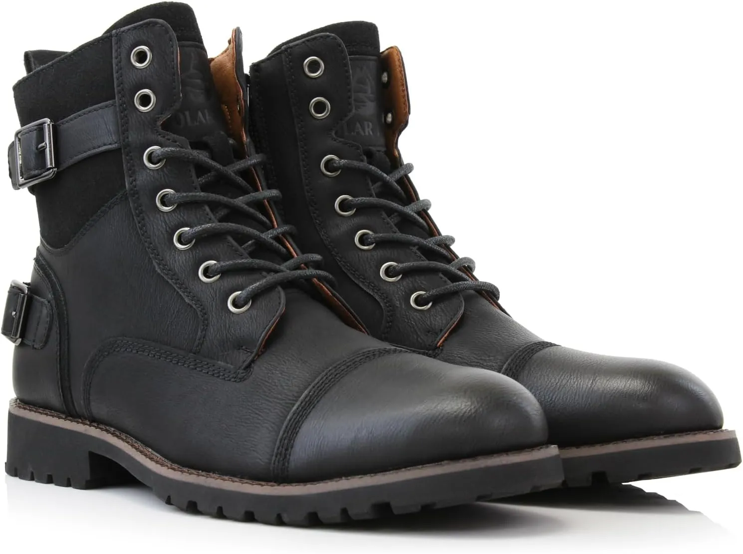 Polar Fox Patrick MPX808583 Men's 7-Eyelets Classic Combat Motorcycle Biker Boots with Zipper Closure