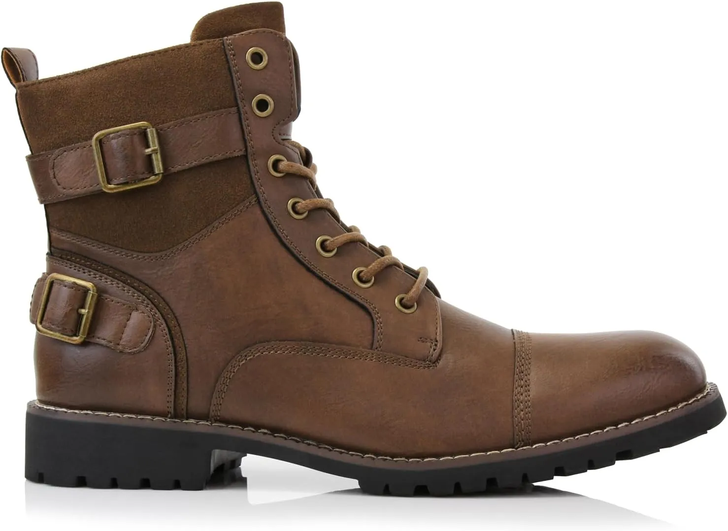 Polar Fox Patrick MPX808583 Men's 7-Eyelets Classic Combat Motorcycle Biker Boots with Zipper Closure
