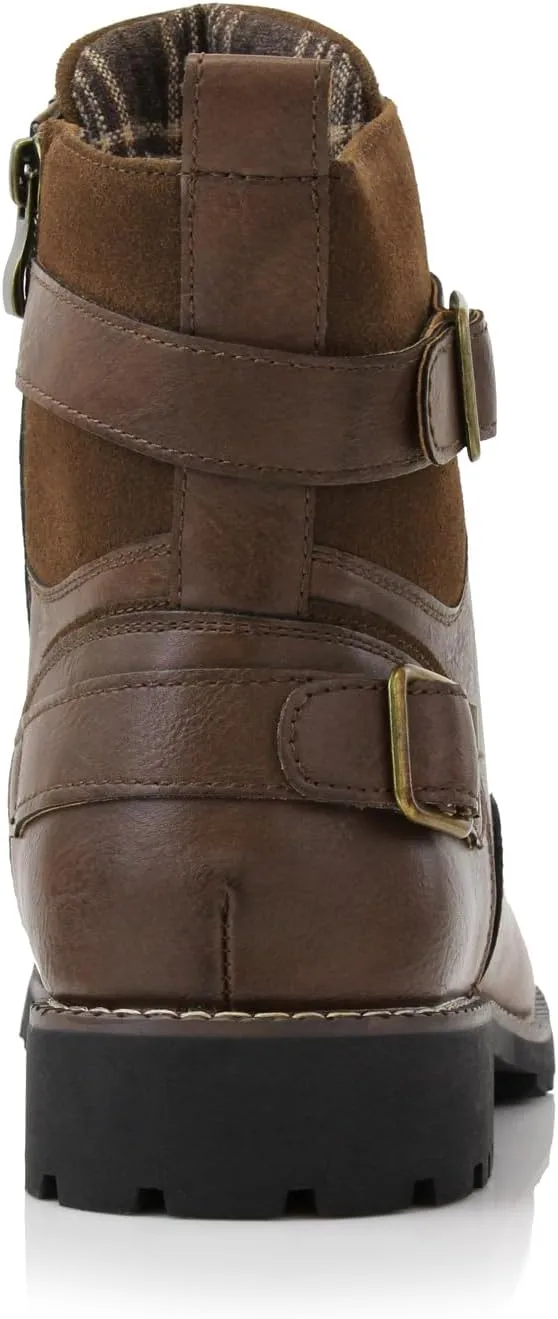 Polar Fox Patrick MPX808583 Men's 7-Eyelets Classic Combat Motorcycle Biker Boots with Zipper Closure