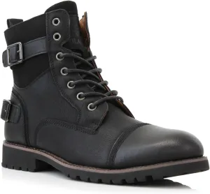 Polar Fox Patrick MPX808583 Men's 7-Eyelets Classic Combat Motorcycle Biker Boots with Zipper Closure
