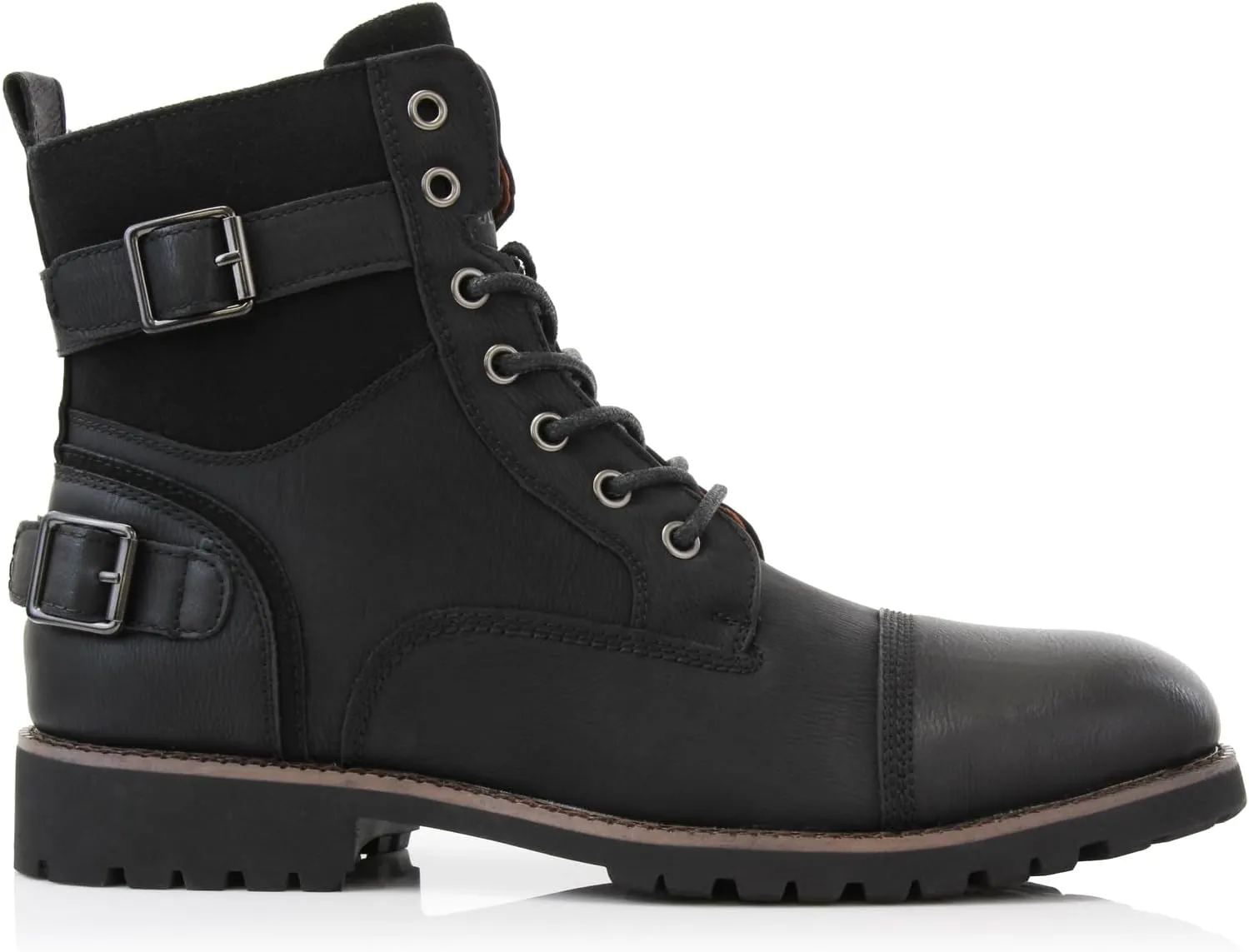 Polar Fox Patrick MPX808583 Men's 7-Eyelets Classic Combat Motorcycle Biker Boots with Zipper Closure