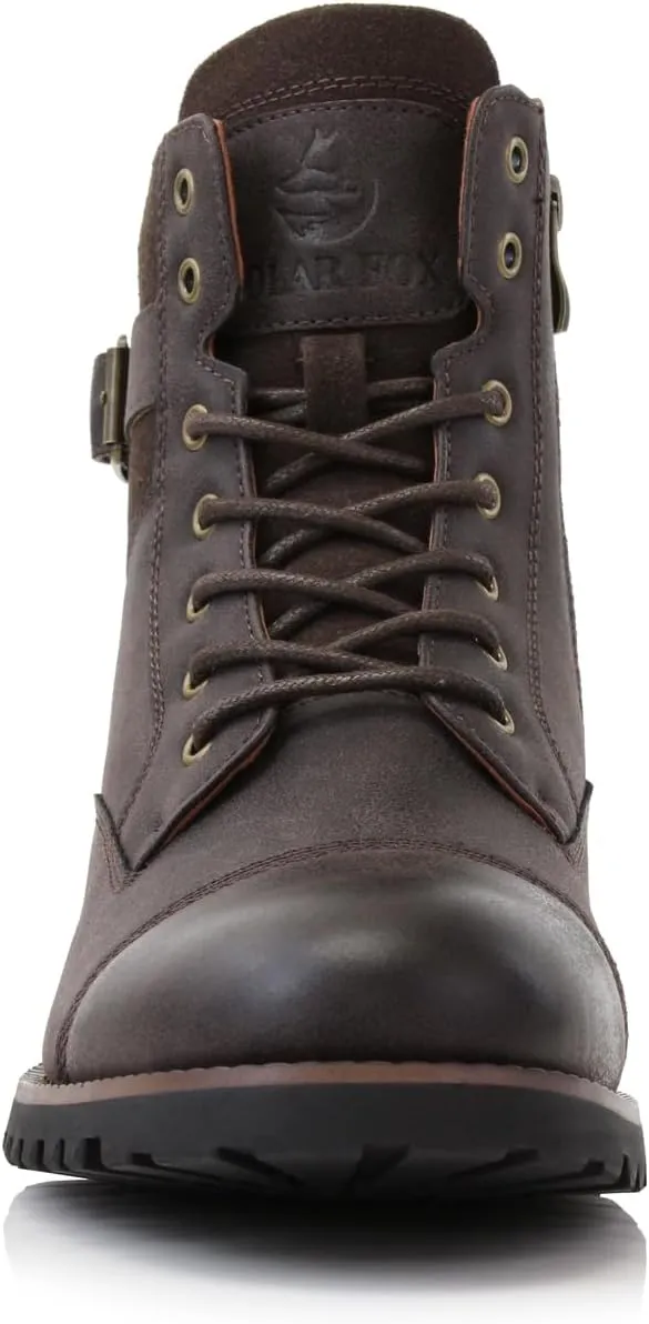 Polar Fox Patrick MPX808583 Men's 7-Eyelets Classic Combat Motorcycle Biker Boots with Zipper Closure