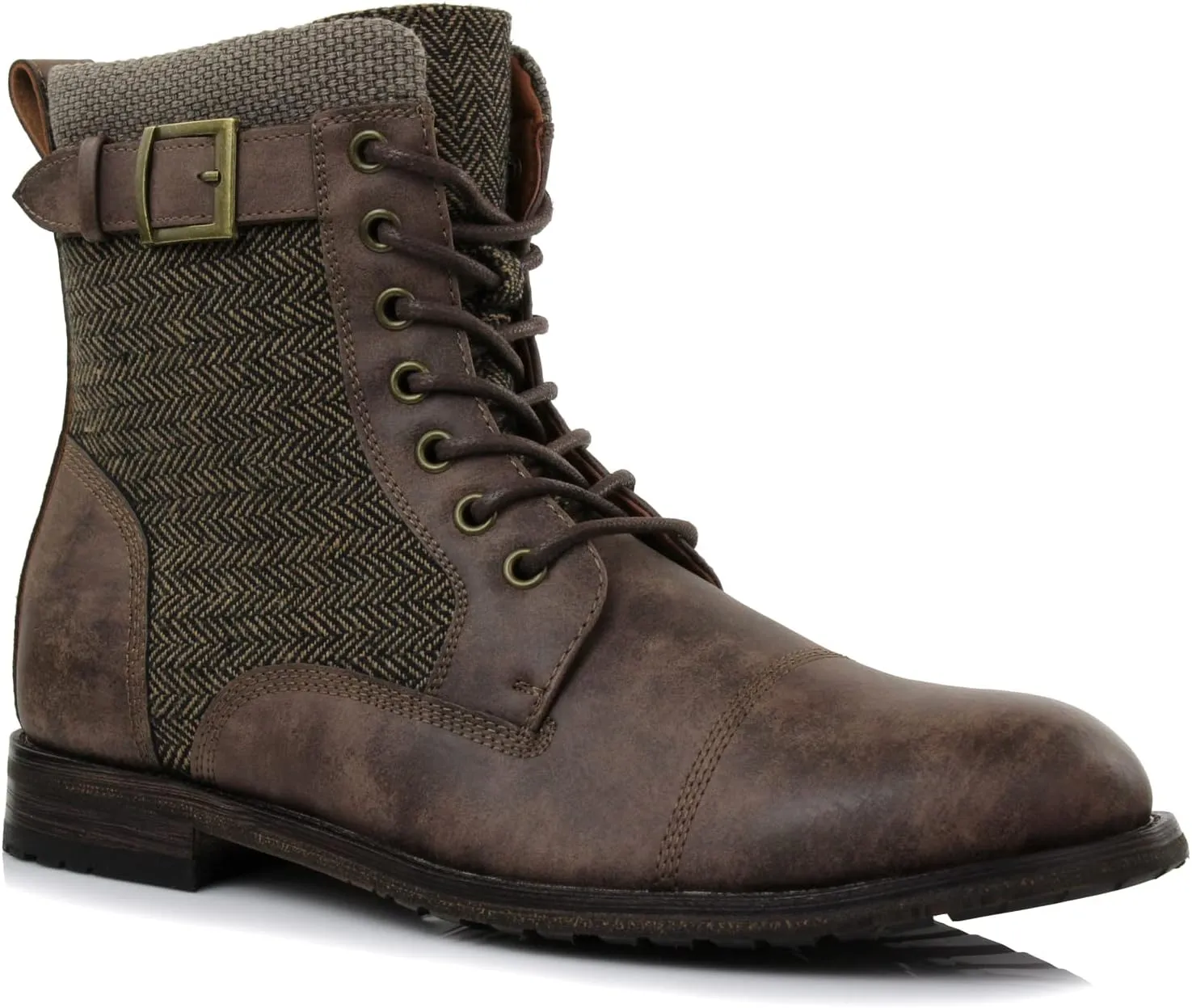Polar Fox Patrick MPX808583 Men's 7-Eyelets Classic Combat Motorcycle Biker Boots with Zipper Closure