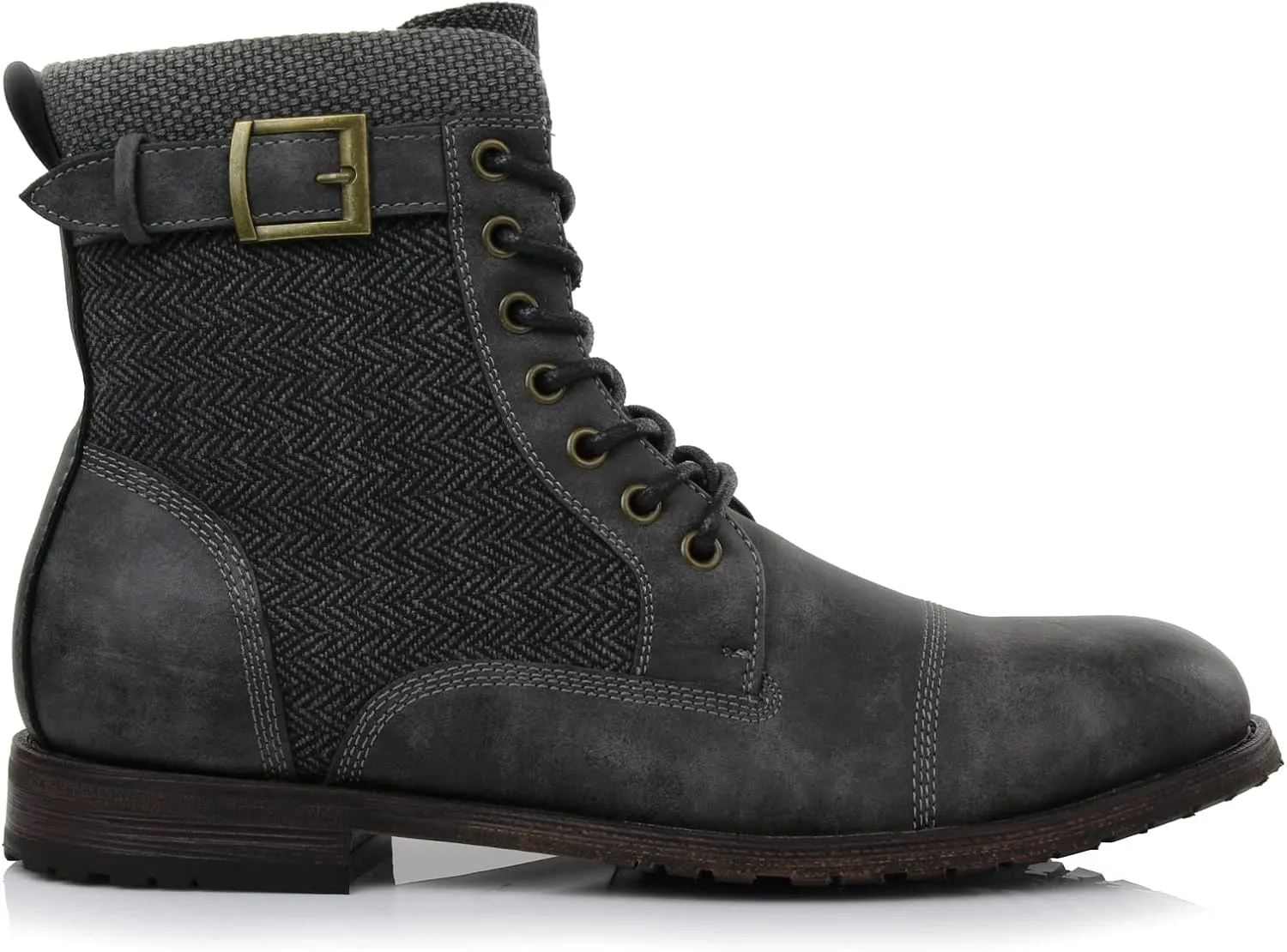 Polar Fox Patrick MPX808583 Men's 7-Eyelets Classic Combat Motorcycle Biker Boots with Zipper Closure
