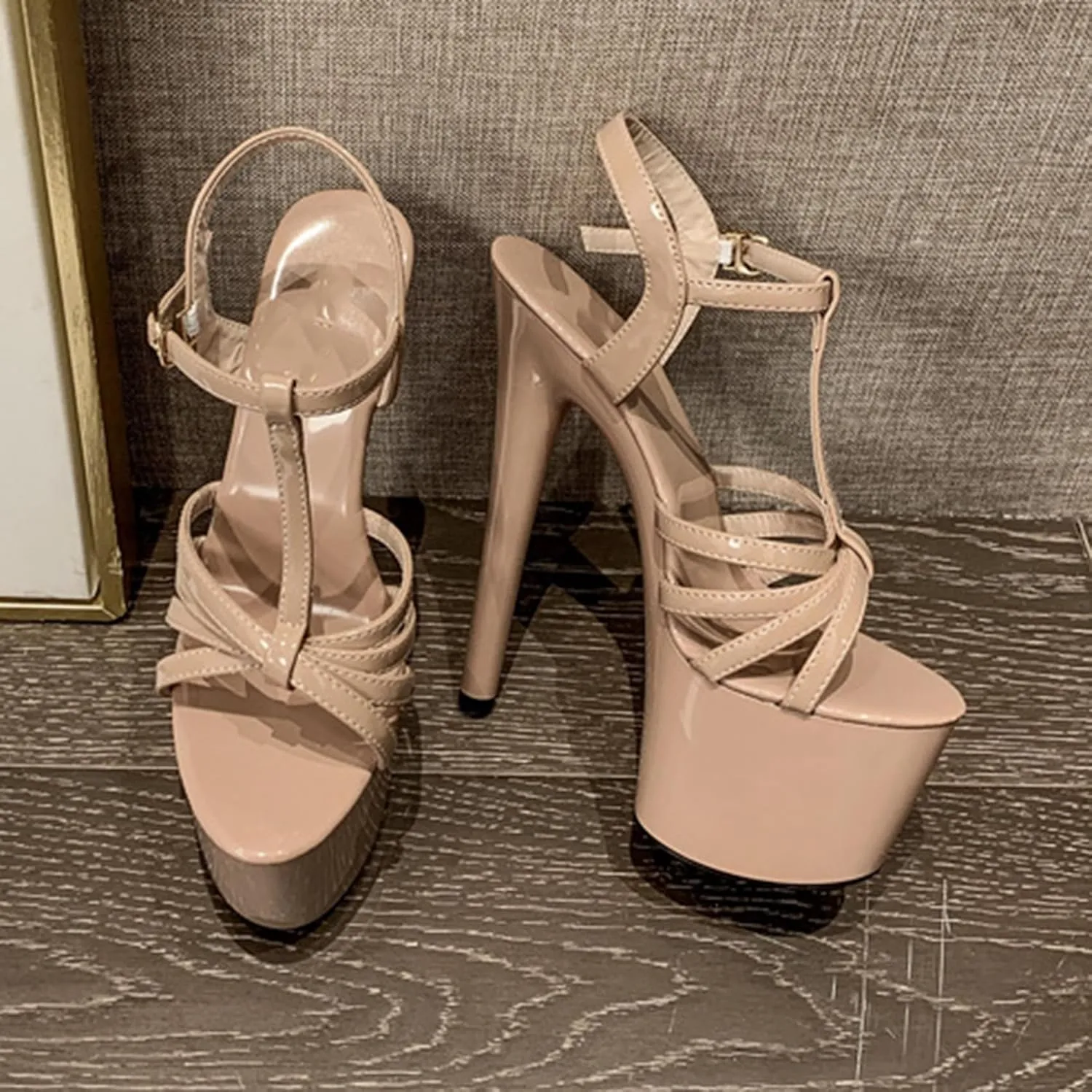 POOSR 17CM High Heels, Women Party Club Shoes, Runway Model with Fine Heeled Women's Shoes, Nightclub High-Heeled Sandals