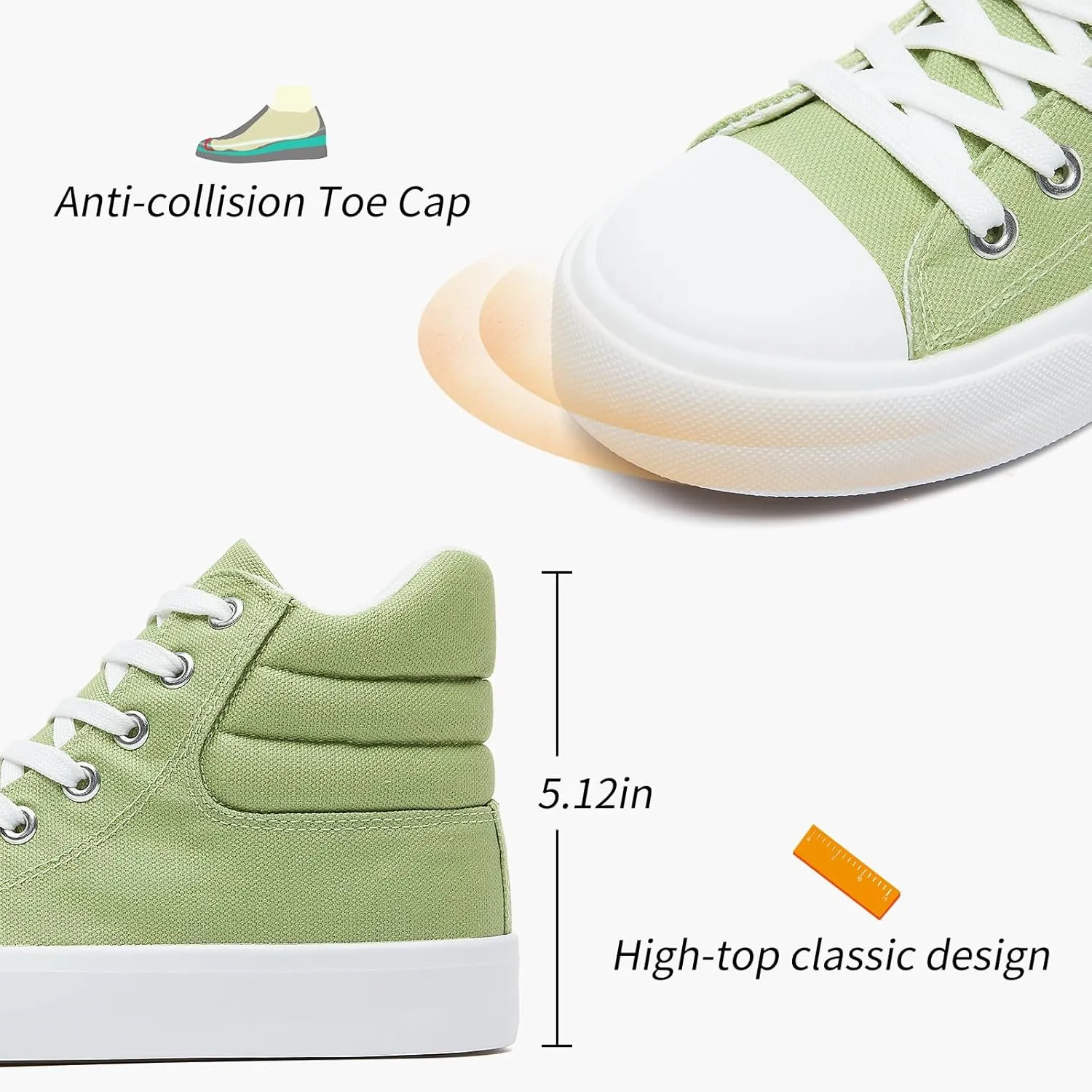 POVOGER High Top Sneakers for Women White Womens High Tops Canvas Shoes Black Fashion Sneakers Casual Lace up Tennis Shoes