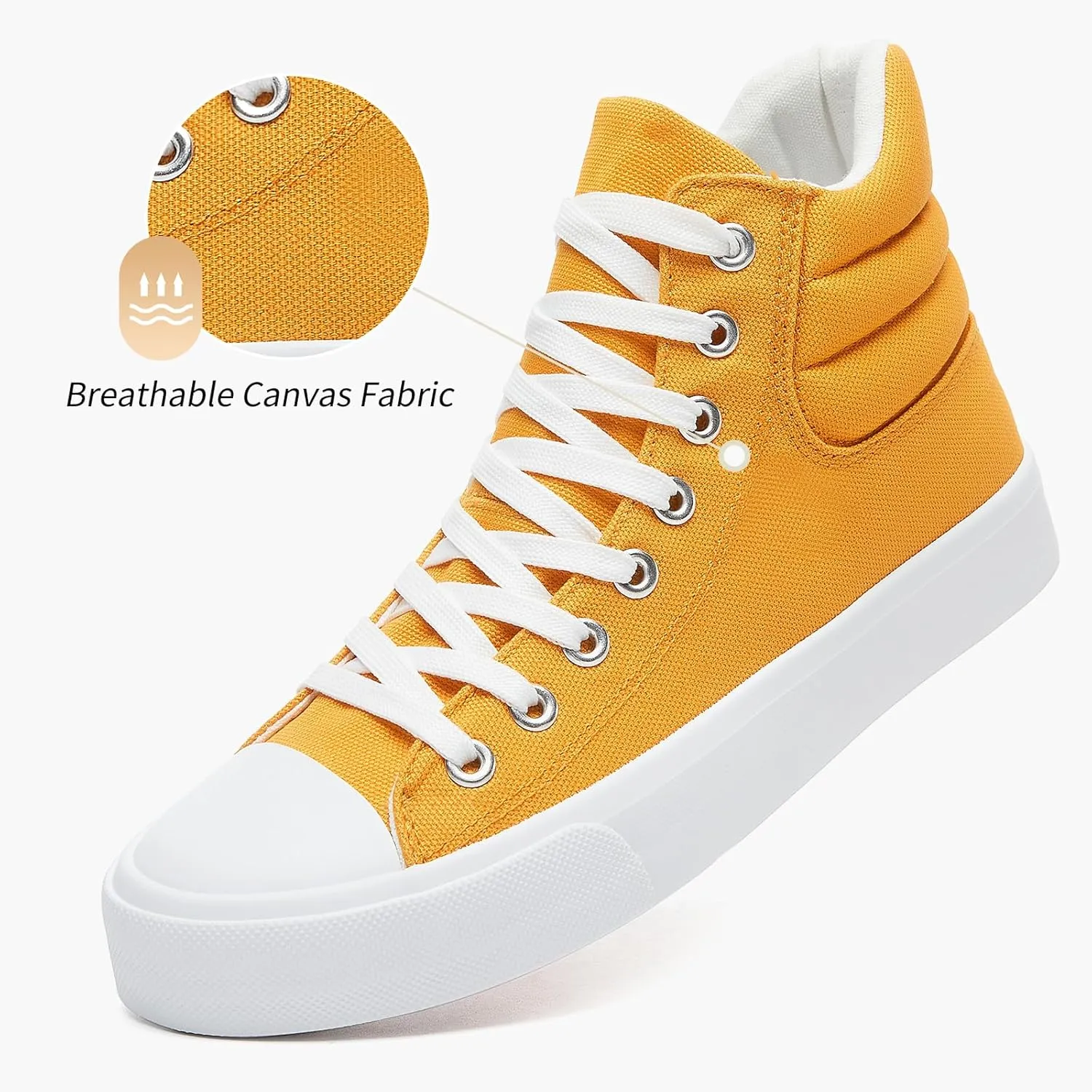 POVOGER High Top Sneakers for Women White Womens High Tops Canvas Shoes Black Fashion Sneakers Casual Lace up Tennis Shoes