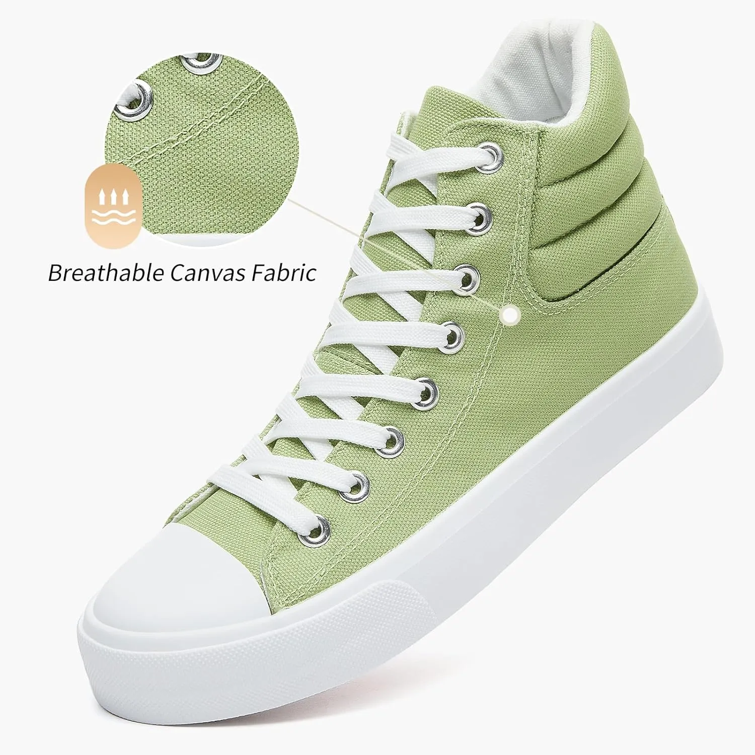 POVOGER High Top Sneakers for Women White Womens High Tops Canvas Shoes Black Fashion Sneakers Casual Lace up Tennis Shoes