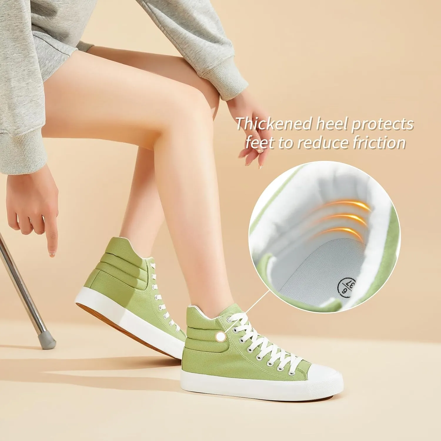 POVOGER High Top Sneakers for Women White Womens High Tops Canvas Shoes Black Fashion Sneakers Casual Lace up Tennis Shoes