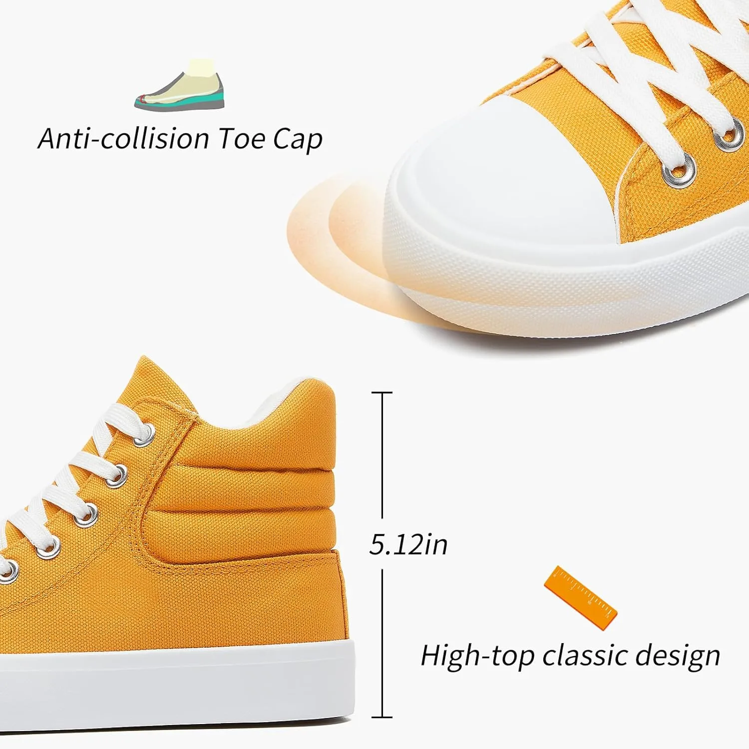 POVOGER High Top Sneakers for Women White Womens High Tops Canvas Shoes Black Fashion Sneakers Casual Lace up Tennis Shoes