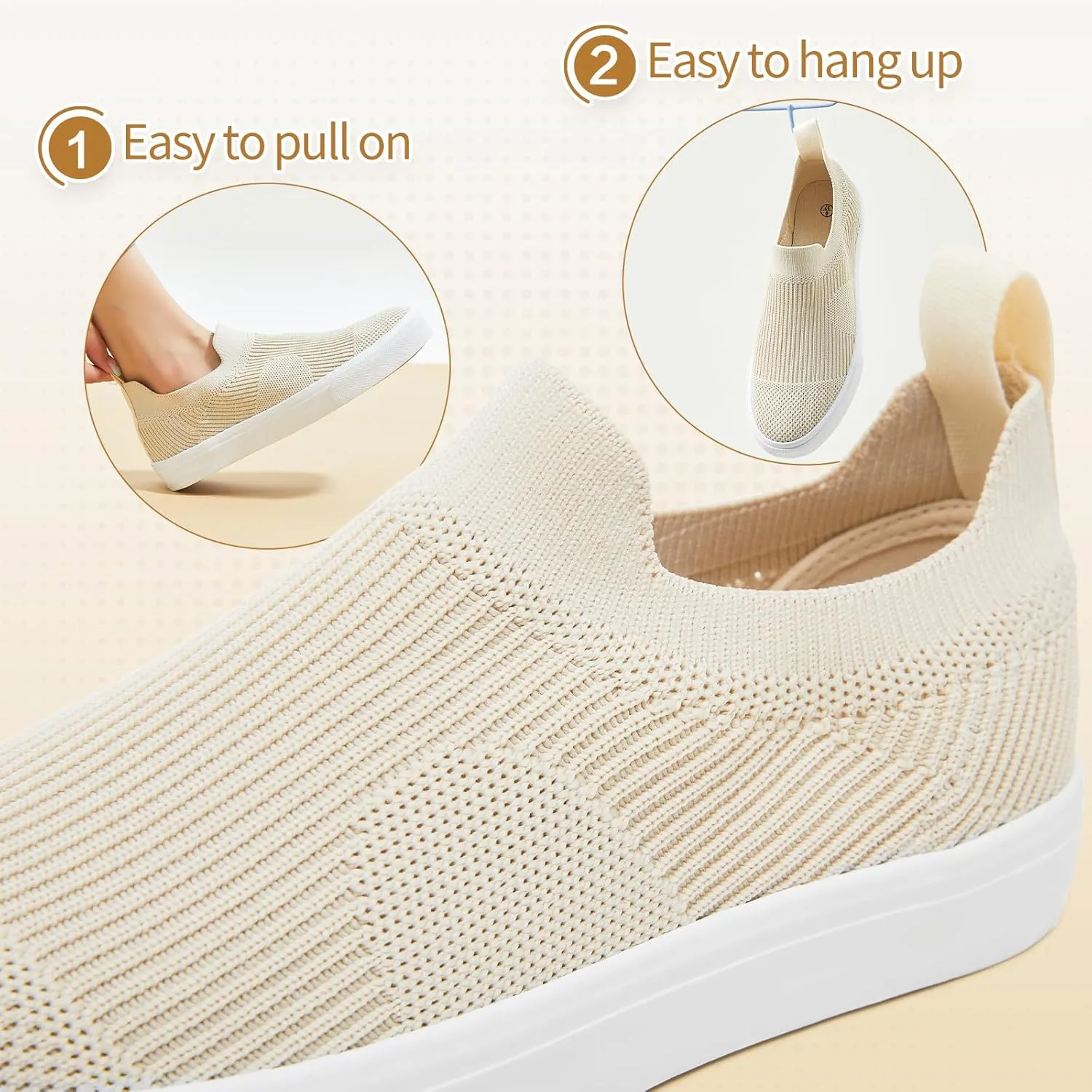 POVOGER Womens Walking Shoes Slip on Sneakers White Women Running Shoe Breathable Fashion Casual Shoes for Women