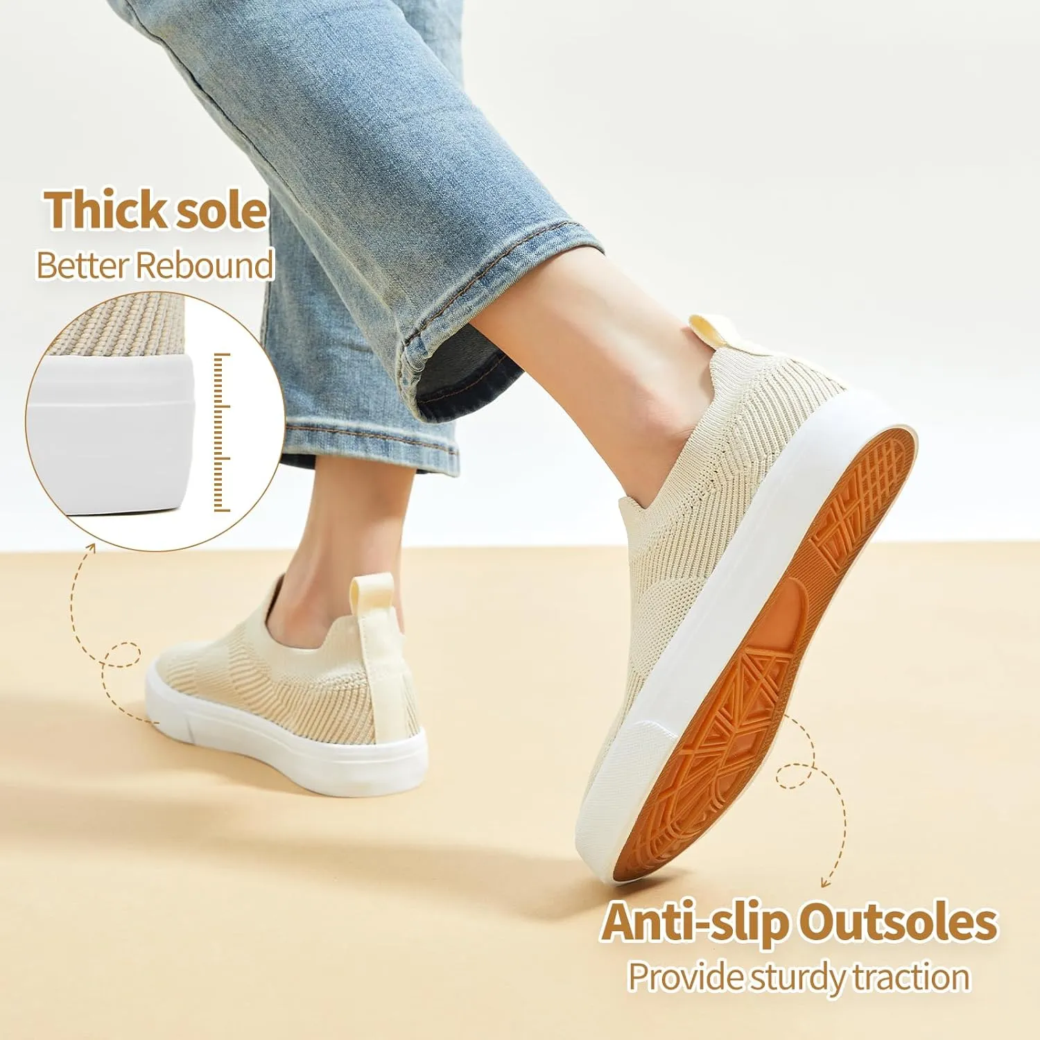 POVOGER Womens Walking Shoes Slip on Sneakers White Women Running Shoe Breathable Fashion Casual Shoes for Women