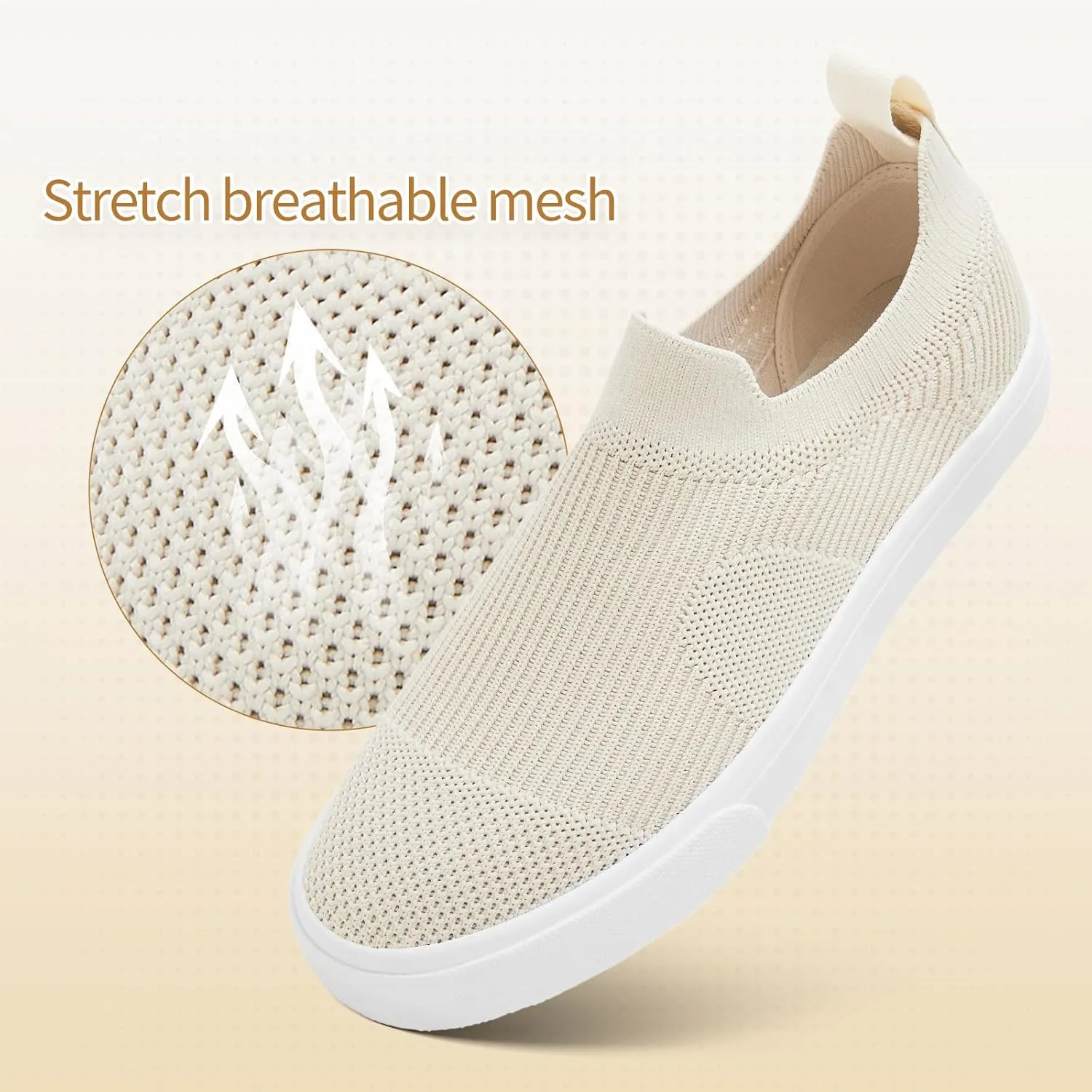 POVOGER Womens Walking Shoes Slip on Sneakers White Women Running Shoe Breathable Fashion Casual Shoes for Women